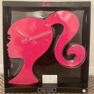Barbie 18" Wall Clock Silhouette Hot Pink Hanging Analog Clock New In Box Mattel